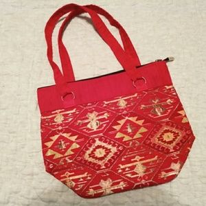 Red & Gold Textured Tote